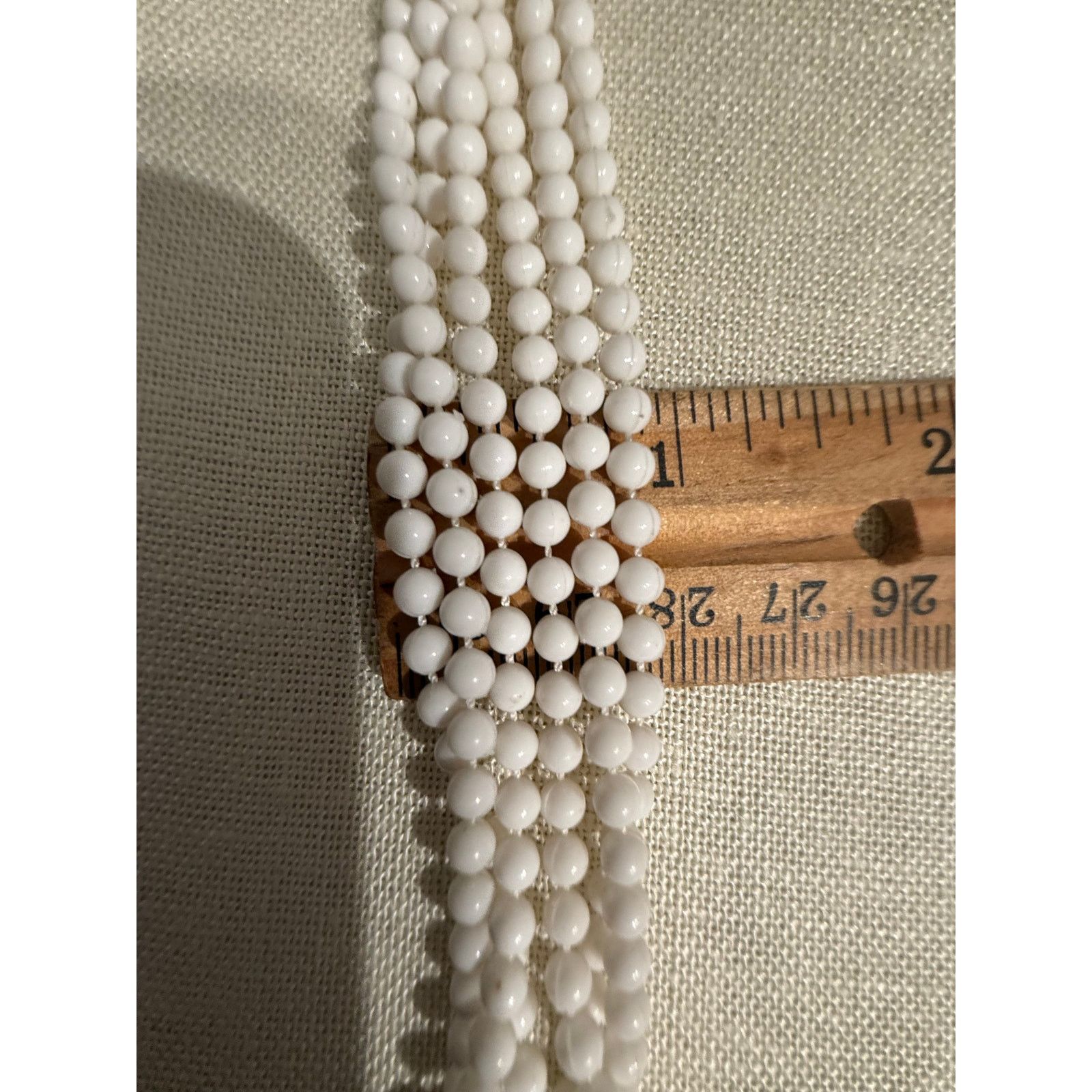 Other Vintage Multi Strand White Plastic Bead Necklace 54” Size ONE SIZE - 4 Thumbnail