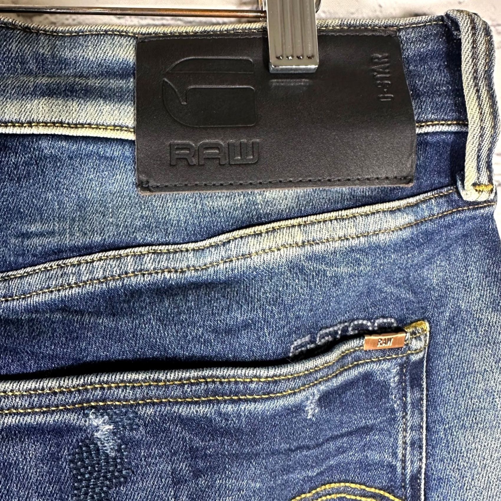 Vintage G-Star RAW 3301 Slim Distressed Denim Jeans Mens 34x32 Button Fly Blue Size US 34 / EU 50 - 7 Thumbnail