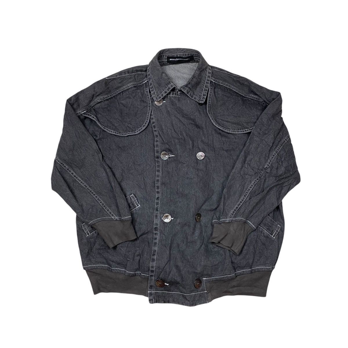 Issey Miyake × Japanese Brand × mercibeaucoup Mercibeaucoup Double Breasted Denim Bomber Jacket Size US M / EU 48-50 / 2 - 5 Thumbnail