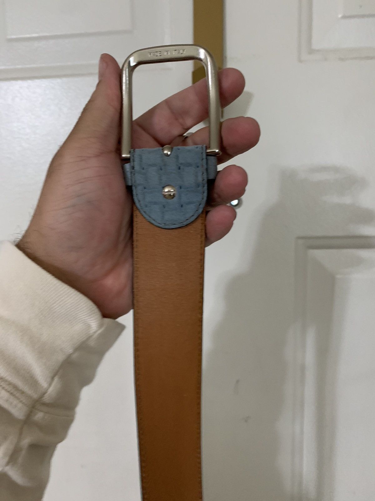 Leather Suede textured belt Made in Italy Size ONE SIZE - 5 Thumbnail