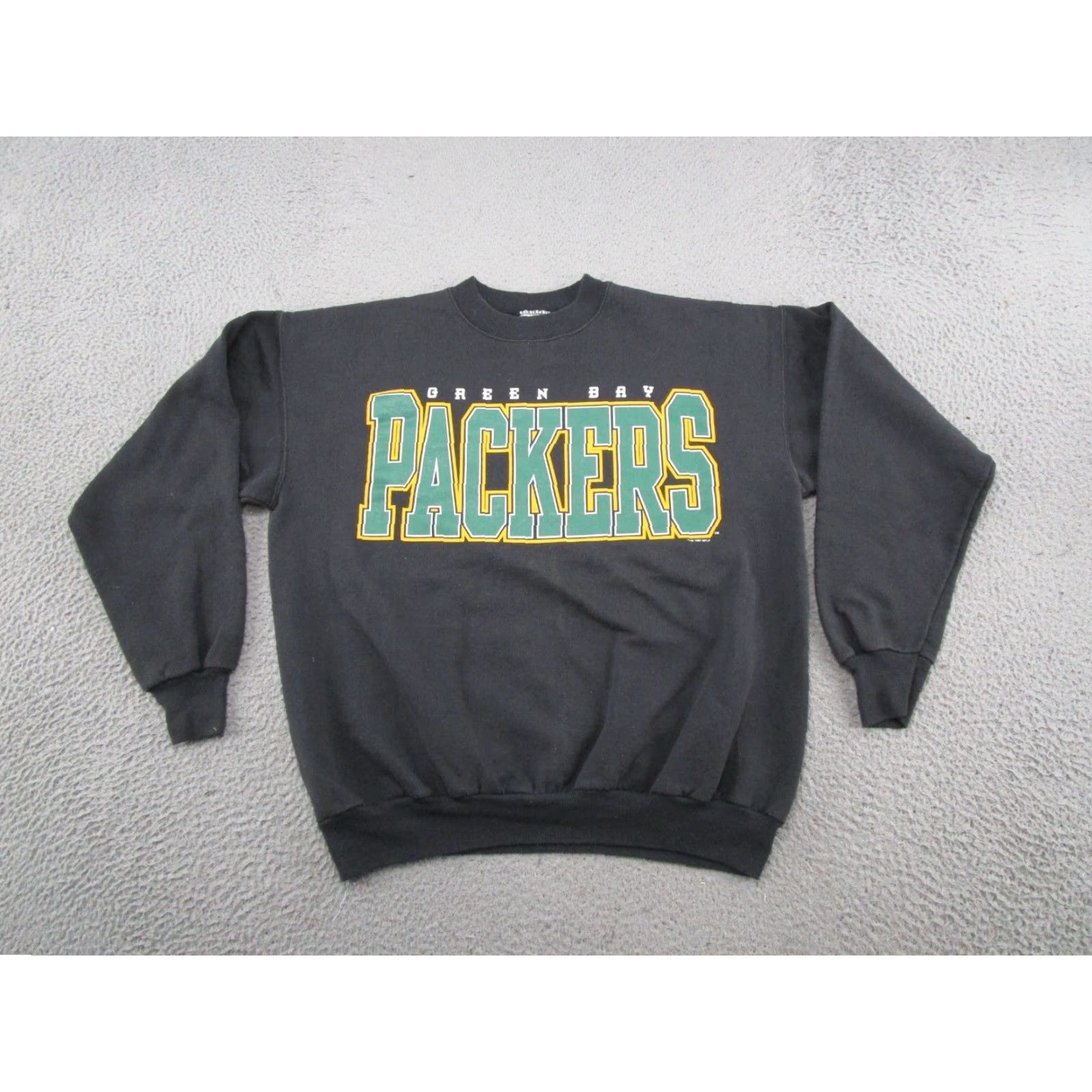 Hanes VINTAGE Hanes Green Bay Packers 1997 Spell Out Pullover Crewneck Sweatshirt L Mens Black 90s Football Sports Hooded Size US L / EU 52-54 / 3 - 2 Thumbnail