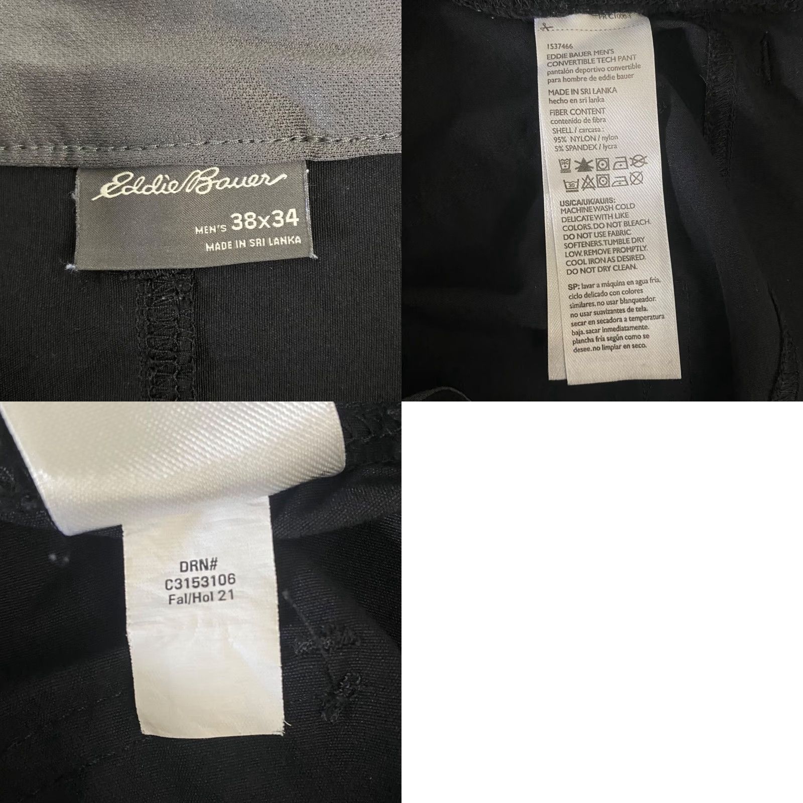 Eddie Bauer VINTAGE Eddie Bauer Convertible Tech Pants Black Men's 38X34 Rip-Stop Nylon Blend 5-Pocket Pockets Outdoor Hiking Size US 38 / EU 54 - 8 Thumbnail