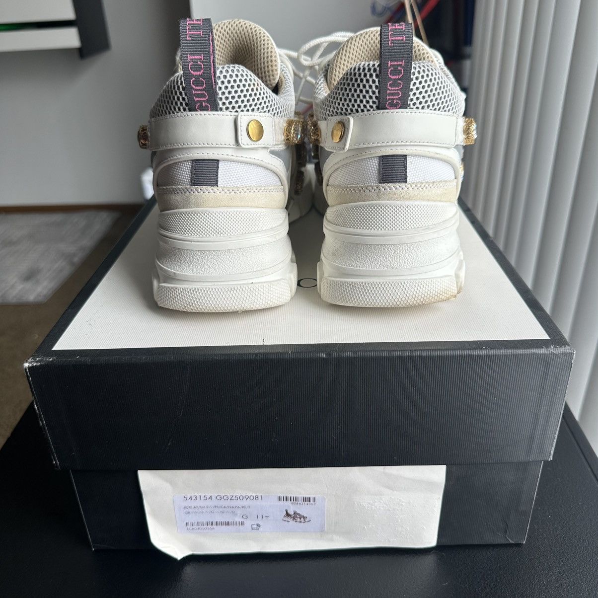 Gucci Mens $1590 Gucci Flashtrek Sneaker Boot Pure White Crystals Size US 12 / EU 45 - 6 Thumbnail