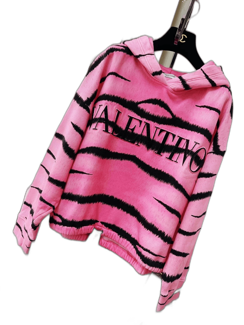 Valentino Valentino Pink Tiger Print Hooded Sweatshirt Size L / US 10 / IT 46 - 1 Thumbnail