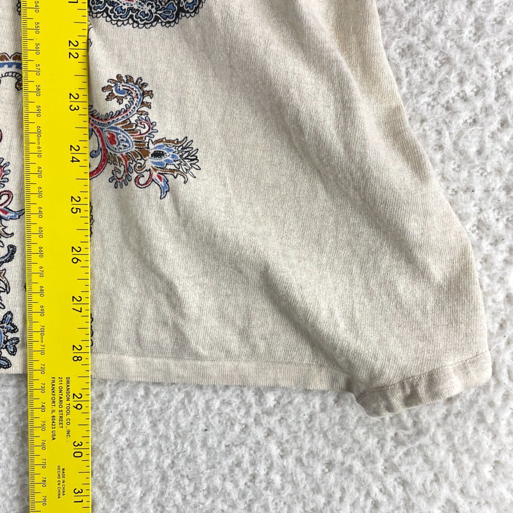 J. Jill J. Jill Cardigan Sweater Womens Large Ivory Paisley Print 3/4 Sleeve Cotton Knit Size L / US 10 / IT 46 - 7 Thumbnail