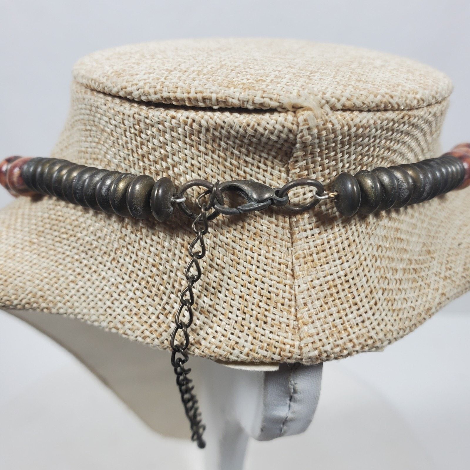 The Unbranded Brand Vintage BOHO Necklace 25" Black Orange Brown Animal Print Size ONE SIZE - 4 Thumbnail