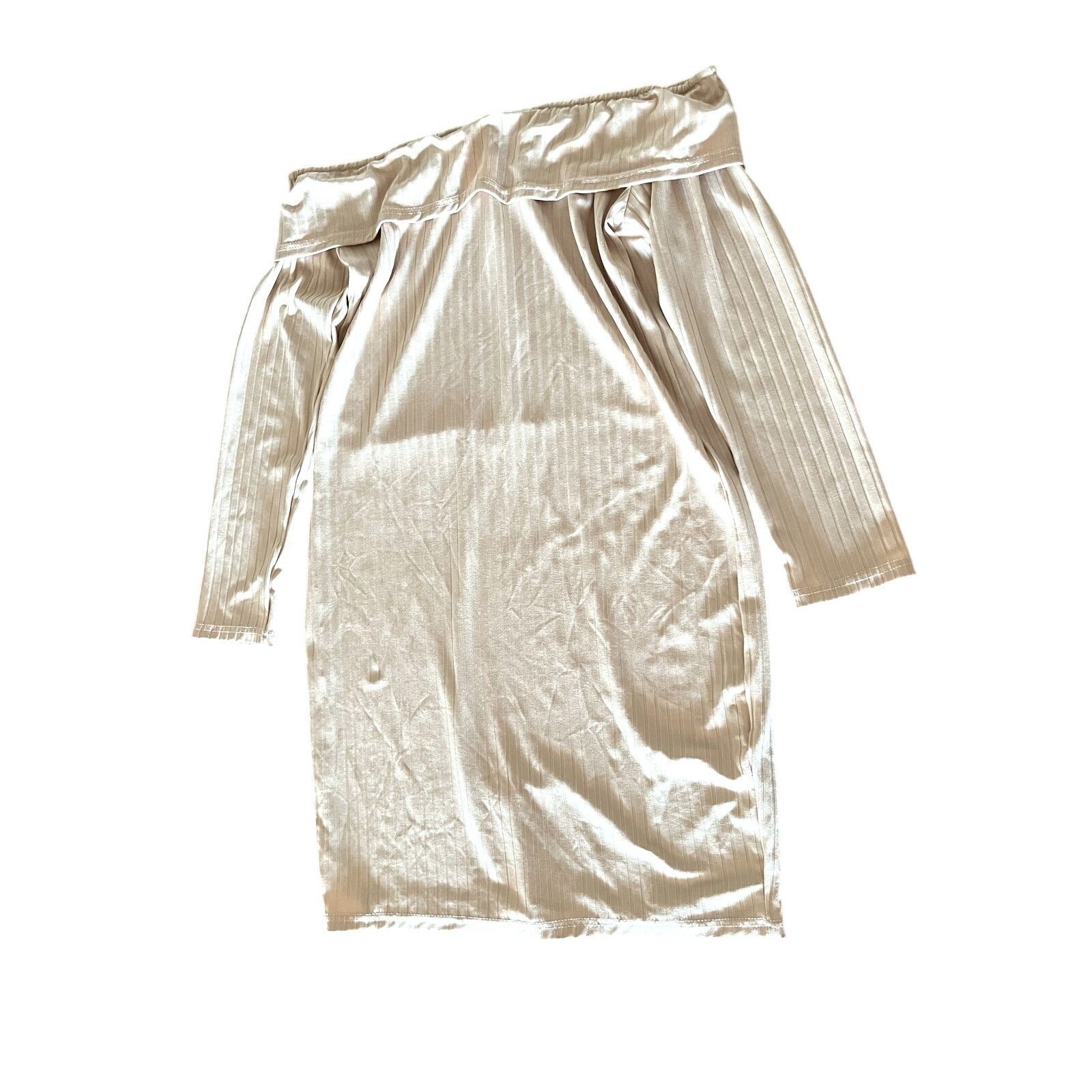 Other Beige Off-the-Shoulder Bodycon Dress - Long Sleeve Size S Size S / US 4 / IT 40 - 1 Thumbnail