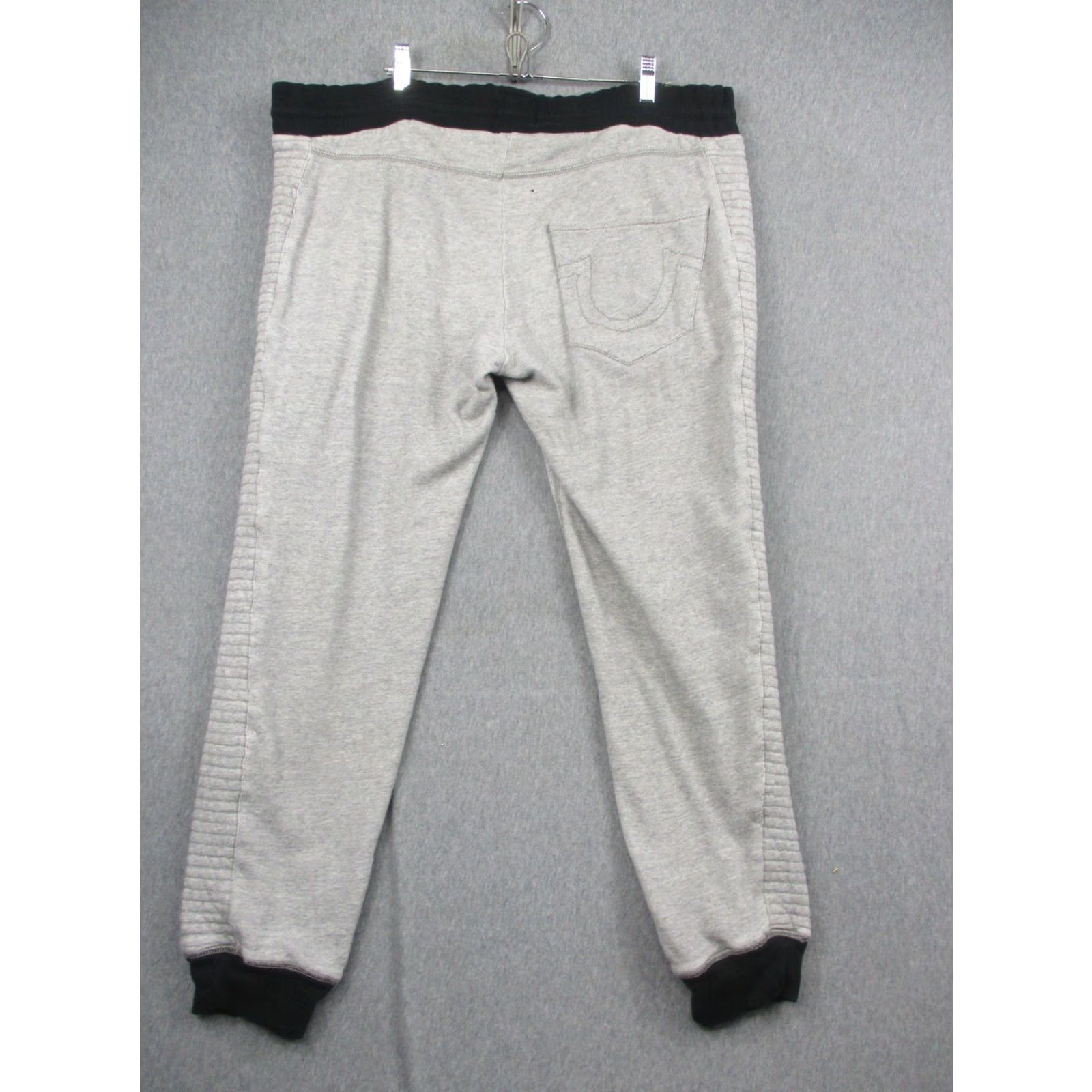 True Religion True Religion Pants Mens M Gray Hookup Swtpant Joggers Quilted Drawstring Elastic Pockets Zip Pocket 100% Cotton Size US 31 - 7 Thumbnail
