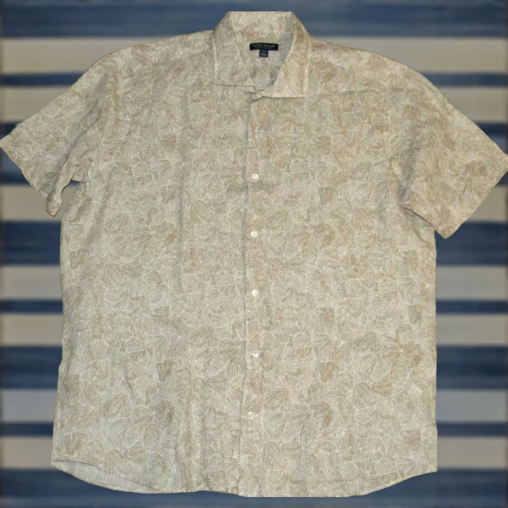 Peter Millar PETER MILLAR Crown Crafted Sacha Linen Short Sleeve Button Down Shirt XL Men Brown Linen Short Sleeve Button-Down Shirt XL Mens Size US XL / EU 56 / 4 - 1 Thumbnail