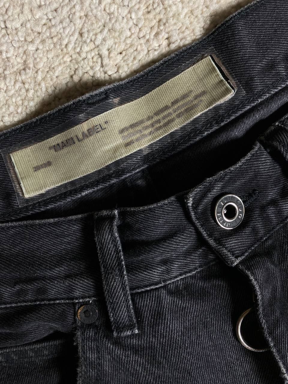 Off-White Off White Fire Line Yellow Logo Gray Slim Denim Jeans Size US 31 - 10 Thumbnail