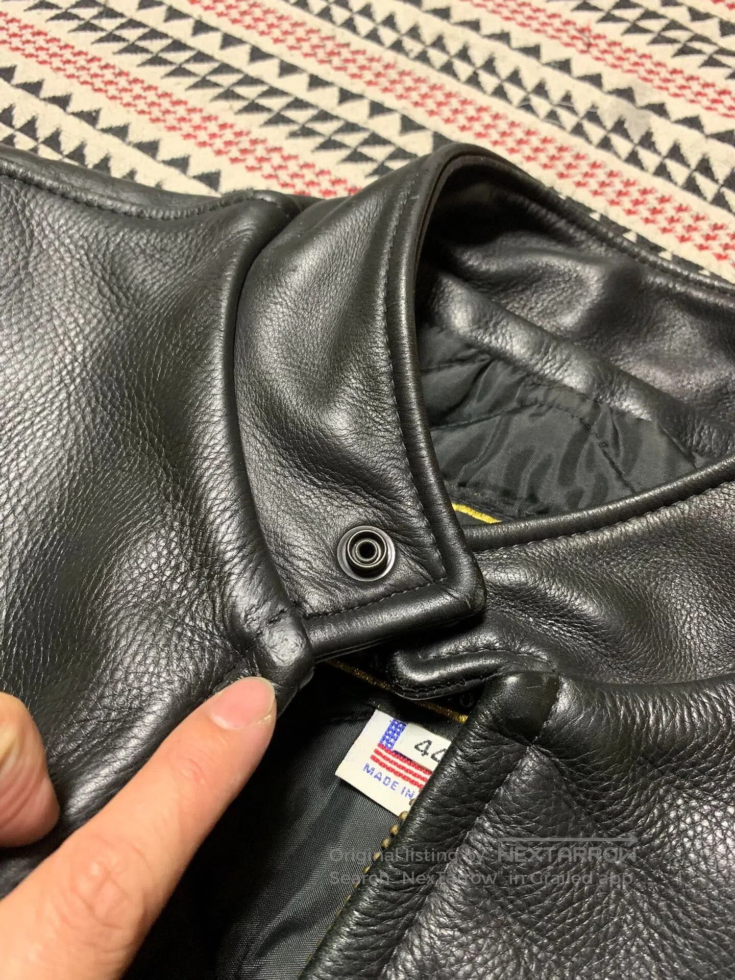 Vintage black leather jacket by U.S.MADE CO.. Size US L / EU 52-54 / 3 - 9 Thumbnail