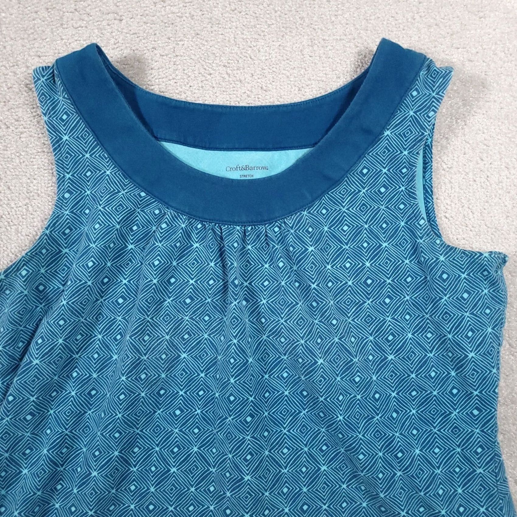 Croft & Barrow Croft & Barrow Tank Top Sleeveless Shirt Women’s Large Blue Geometric Round Neck Size L / US 10 / IT 46 - 3 Thumbnail