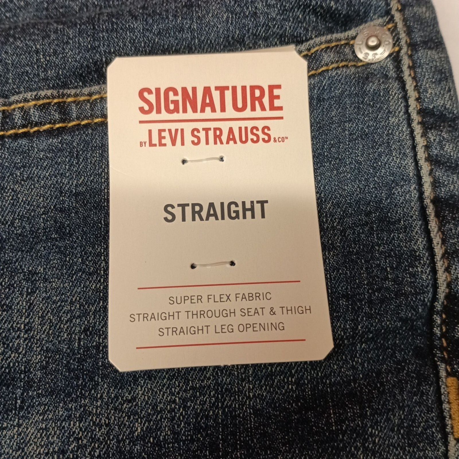 Levi's Signature By Levi Straight Jeans Men's 34x34 Blue Denim Flex Size US 34 / EU 50 - 5 Thumbnail