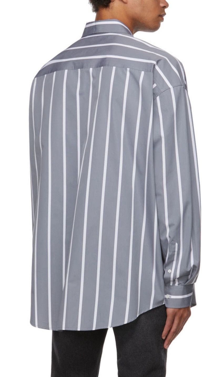 AMI AMI Grey Striped Oversize Shirt Size US M / EU 48-50 / 2 - 8 Thumbnail