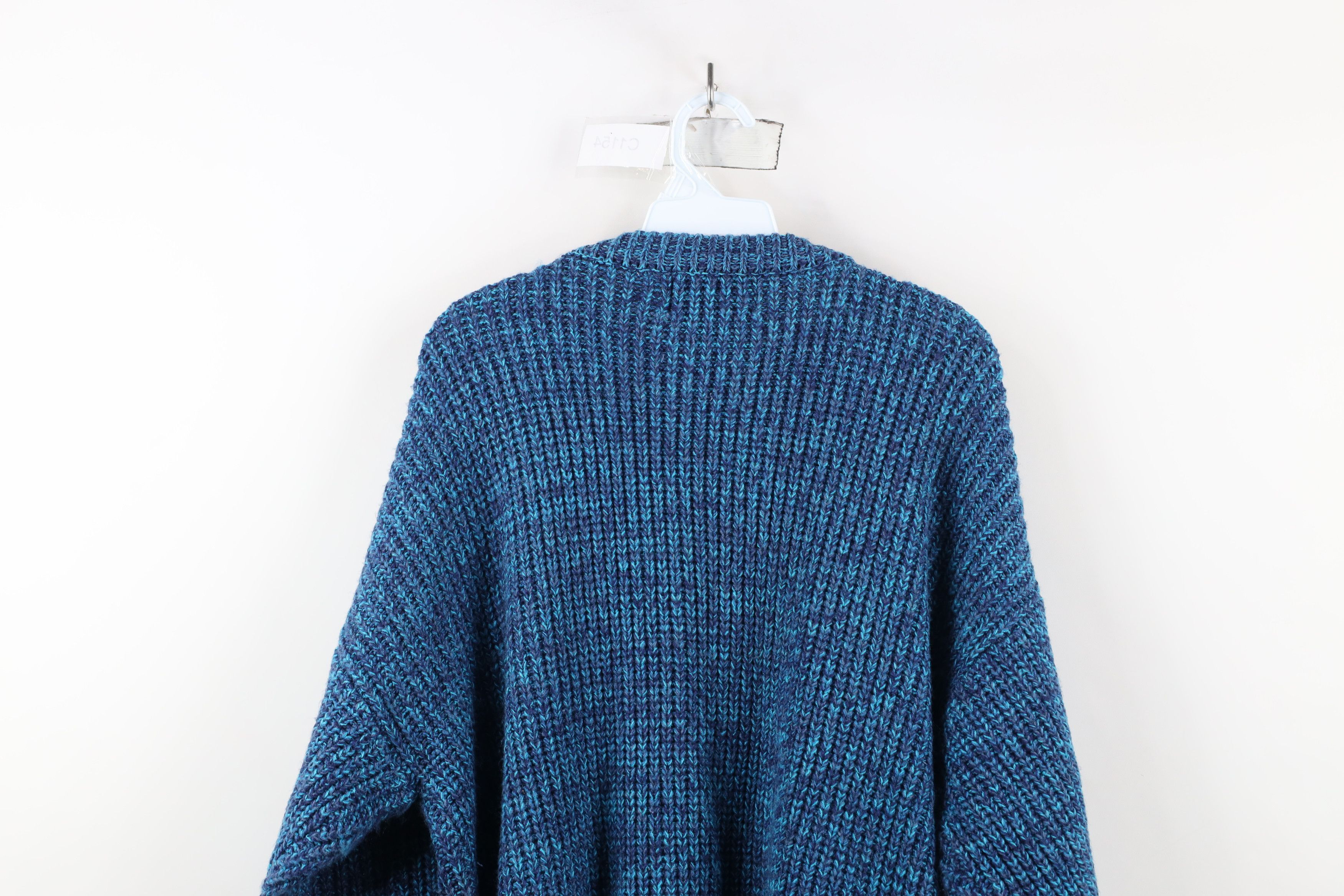 Vintage Vintage 90s Streetwear Ribbed Knit Crewneck Sweater Blue Size US XL / EU 56 / 4 - 10 Thumbnail