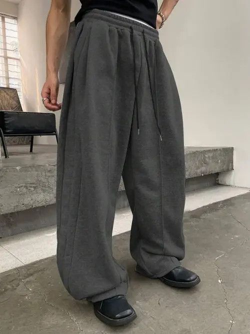 Japanese Brand × Vintage Dark Grey loose fit sweatpants baggy Wide Leg Size US 34 / EU 50 - 4 Thumbnail