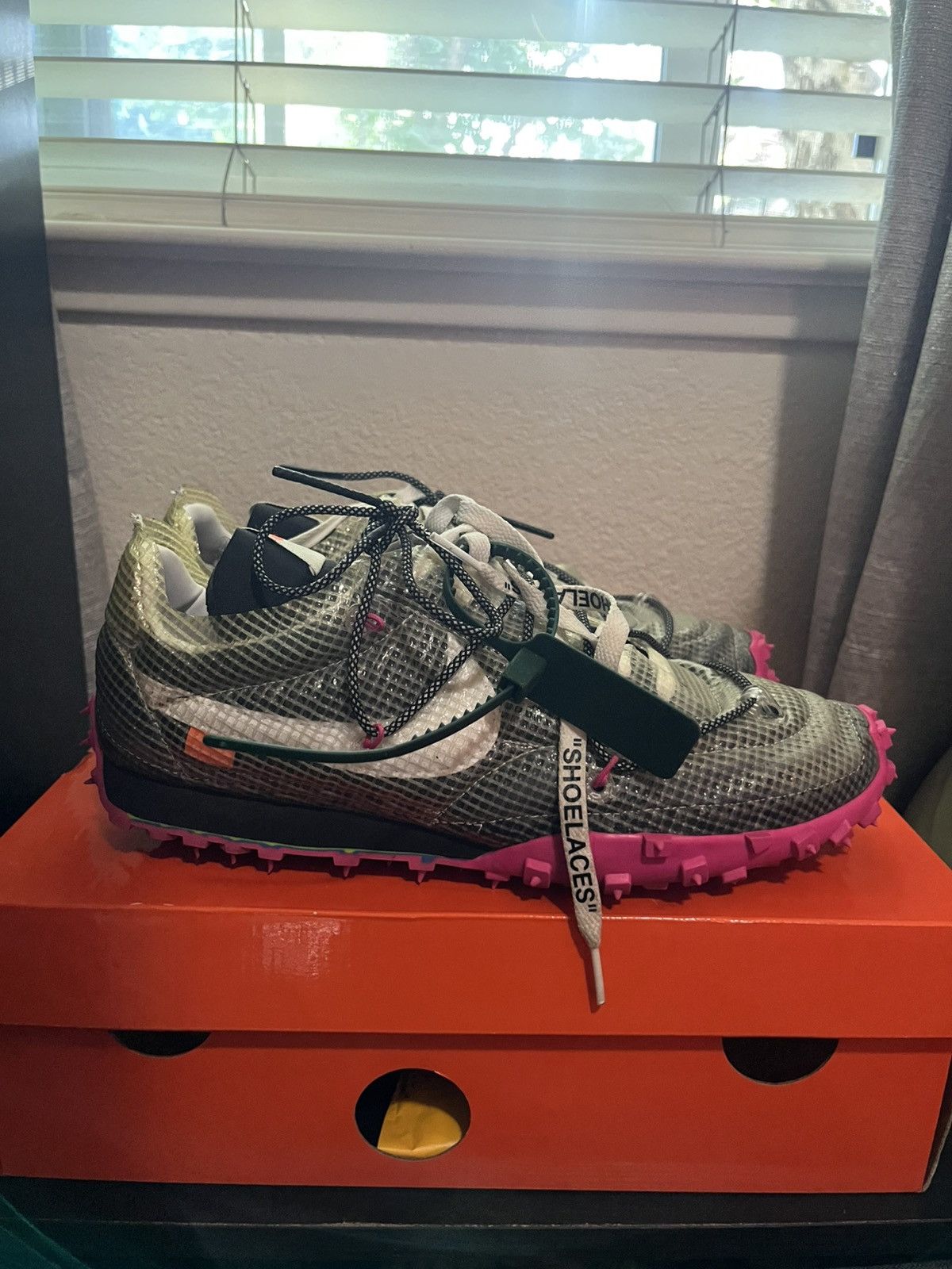 Nike × Off-White Nike x Off-White Waffle Racer Black Fuchsia Size 10 Size US 10 / EU 43 - 3 Thumbnail