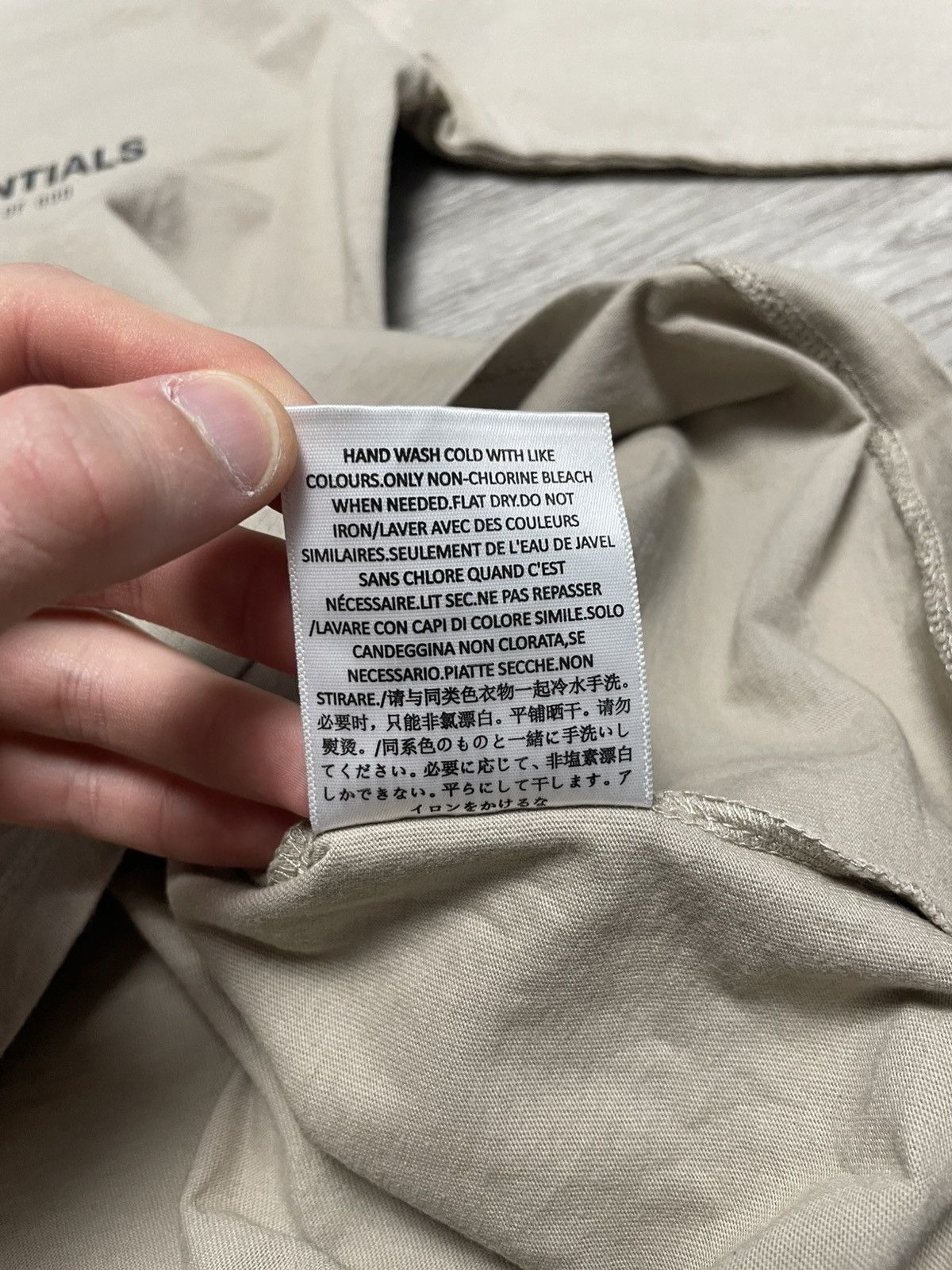 Essentials Fear Of God Essentials Beige Reflective Logo Long Sleeve Tee Size US S / EU 44-46 / 1 - 18 Thumbnail