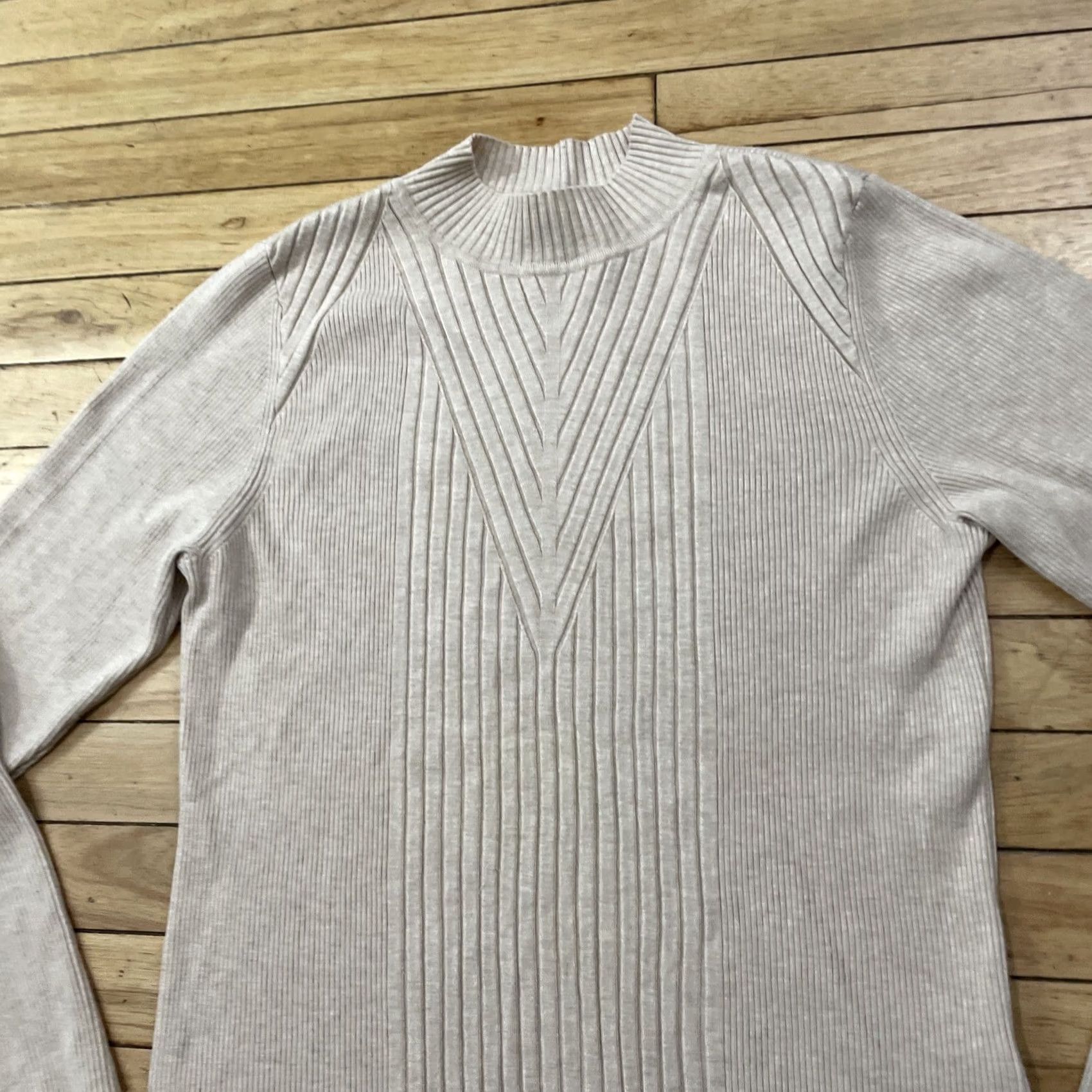 Vintage INC International Concepts Sweater Women 2XL Tan Boho Western Preppy Mock Neck Pullover Knit Stretch Size 2XL Womens Size XXL / US 16-18 / IT 52-54 - 4 Thumbnail