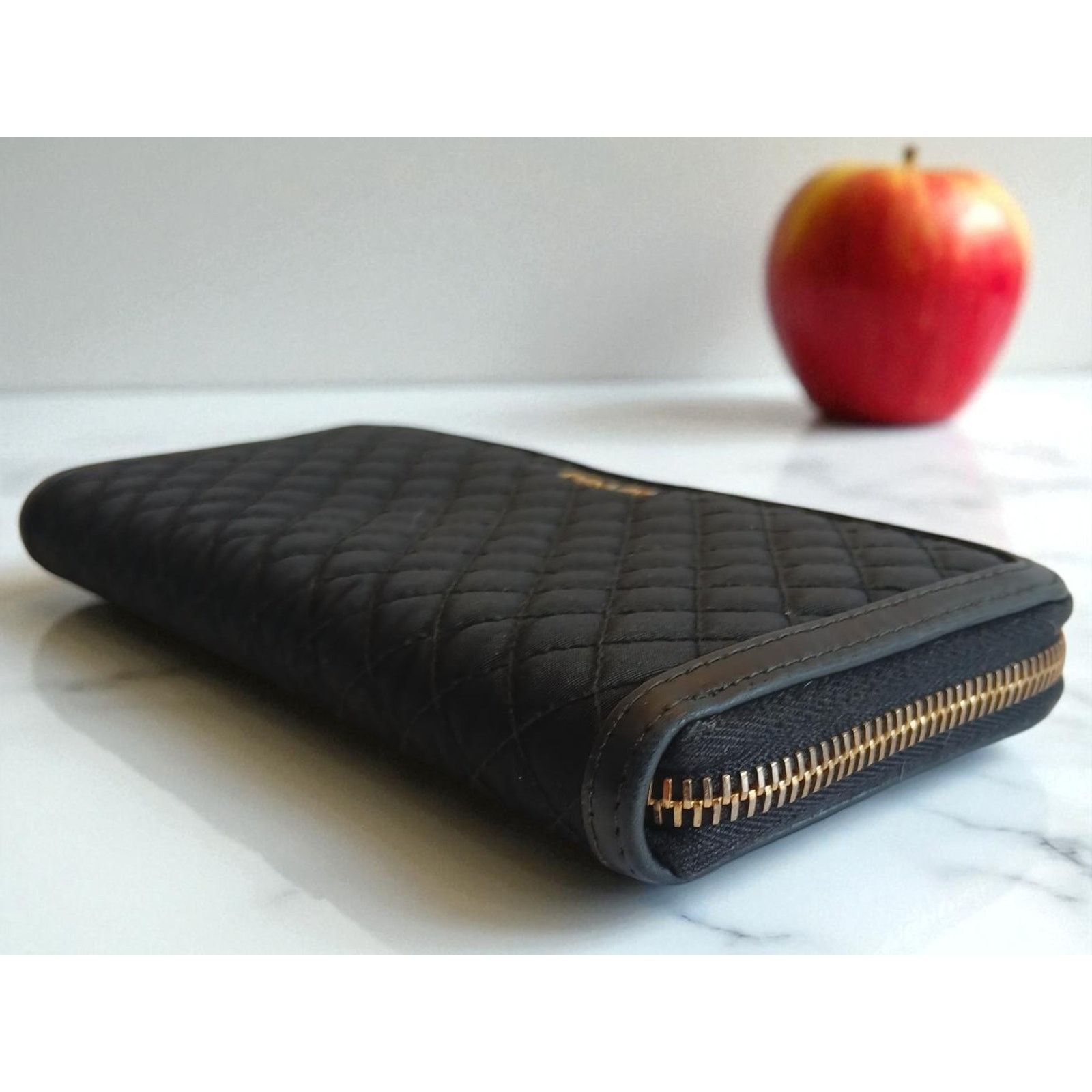 Prada Prada Tessuto Nylon Quilted Zip Around Wallet in Black Size ONE SIZE - 8 Thumbnail