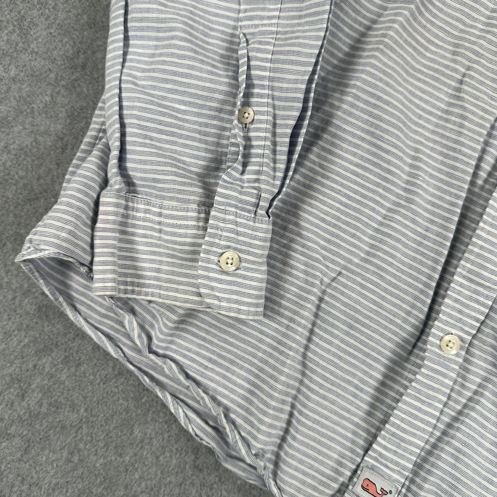Vineyard Vines Vineyard Vines Slim Fit Cooper Shirt Mens L Blue Striped Button Up Stretch I Cotton Linen Spandex Size US L / EU 52-54 / 3 - 3 Thumbnail