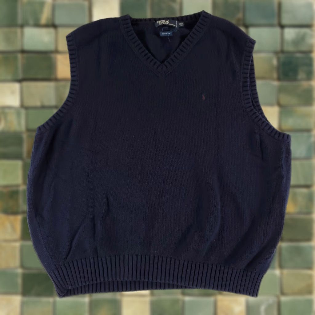 Polo Ralph Lauren Polo Ralph Lauren Vest Knit Cotton V Neck Navy Blue Mens 2XL Tall Big & Tall Size US XXL / EU 58 / 5 - 1 Thumbnail