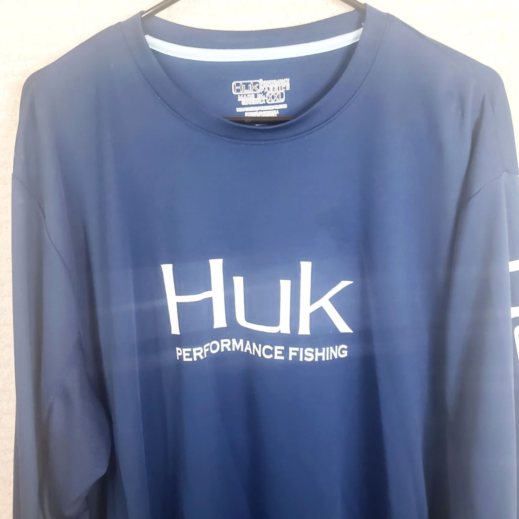 Vintage Huk Fishing Shirt Mens XXL Blue Long Sleeve Performance Stretch Sun Protection Logos Size US XXL / EU 58 / 5 - 2 Thumbnail