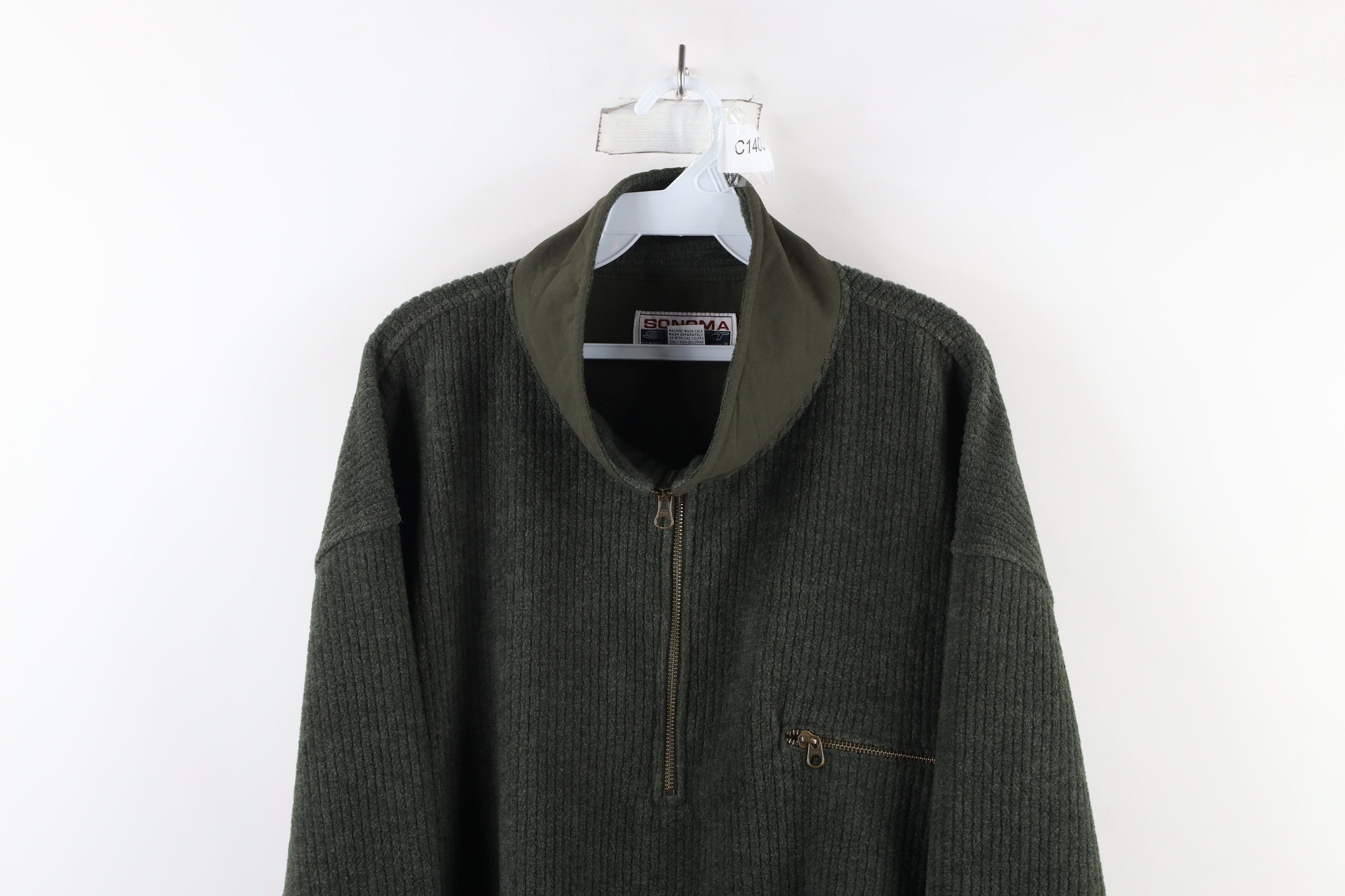 Vintage Vintage 90s Streetwear Half Zip Pullover Sweater Green Size US XXL / EU 58 / 5 - 2 Thumbnail
