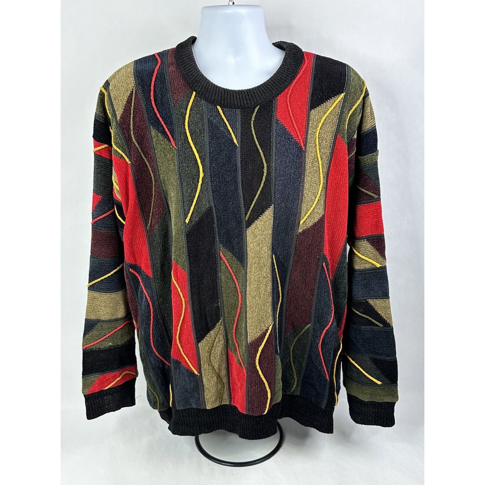 Image of Jim Thompson VTG 90's Norm Thompson Tundra Sweater 3D Coogi-Style Biggie Cotton Blend in White (Siz