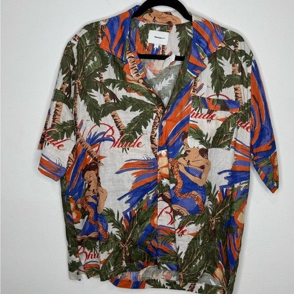 Rhude Rhude Le Fleur Linen Shirt White Multi Men’s Medium Size US M / EU 48-50 / 2 - 2 Thumbnail