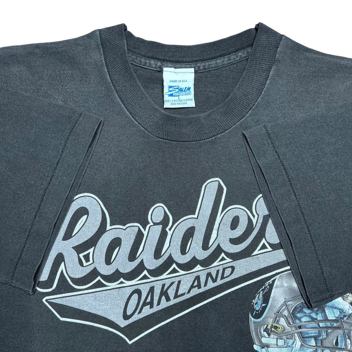 NFL × Salem Sportswear × Vintage Vtg 1995 NFL Oakland Raiders Spell Out Salem Sportswear Tee Size US L / EU 52-54 / 3 - 2 Thumbnail
