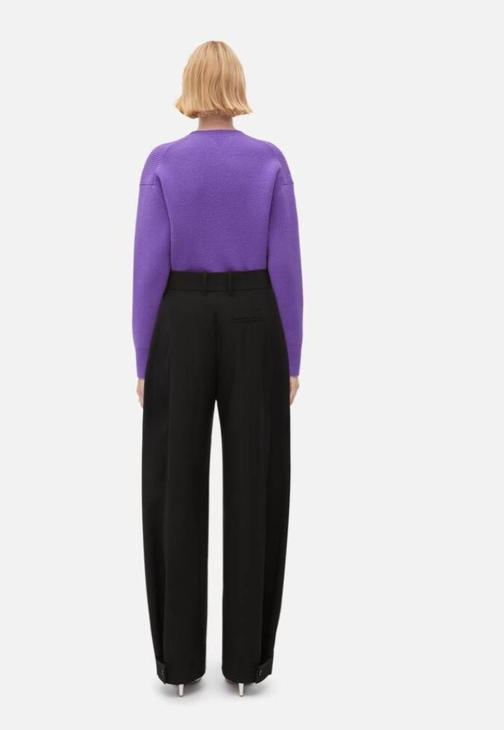 Bottega Veneta o1n1vont1124 Wide Leg Wool Pants in Black Size 27" / US 4 / IT 40 - 2 Thumbnail