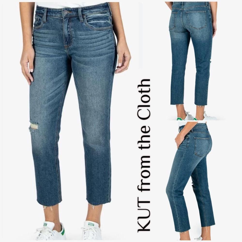 NWT - KUT From The Kloth, Rachael Ripped Raw Hem Mom Jean, 2