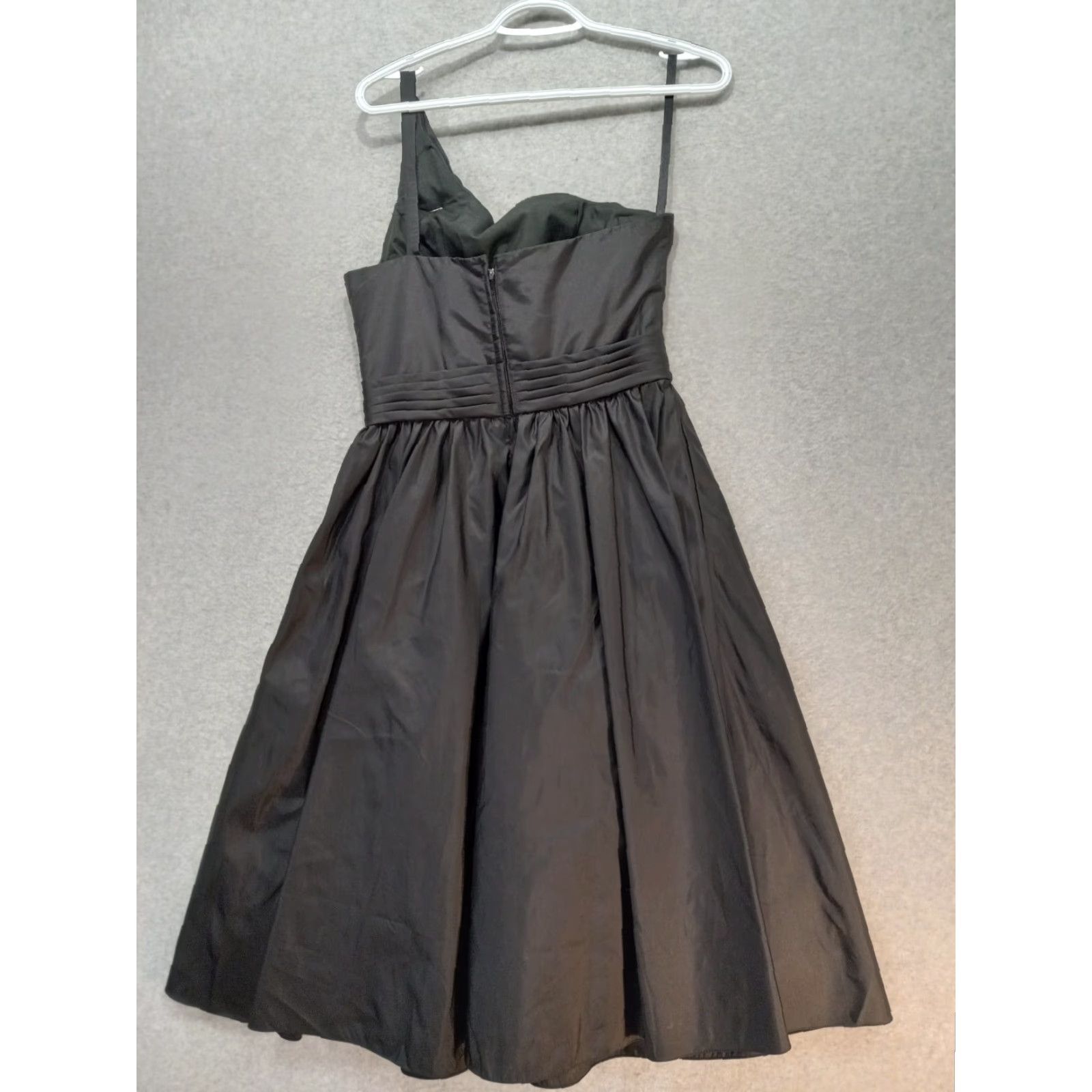 Vintage Mori Lee by Madeline Gardner Formal Dress Gown Black SZ 9/10 One Shoulder Strap Dress Midi Knee Length Womens Size M / US 6-8 / IT 42-44 - 2 Thumbnail