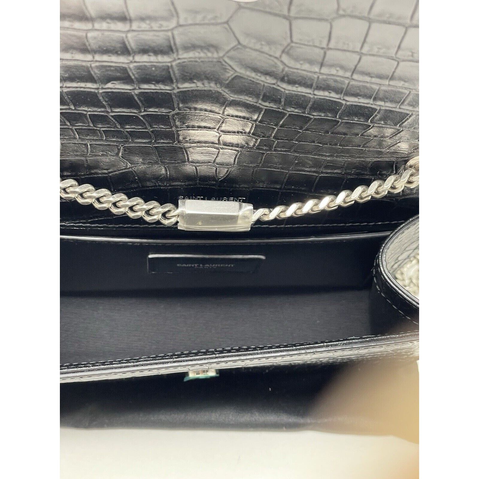 Yves Saint Laurent Calfskin Crocodile Embossed Small Classic Kate Tassel Size ONE SIZE - 10 Thumbnail