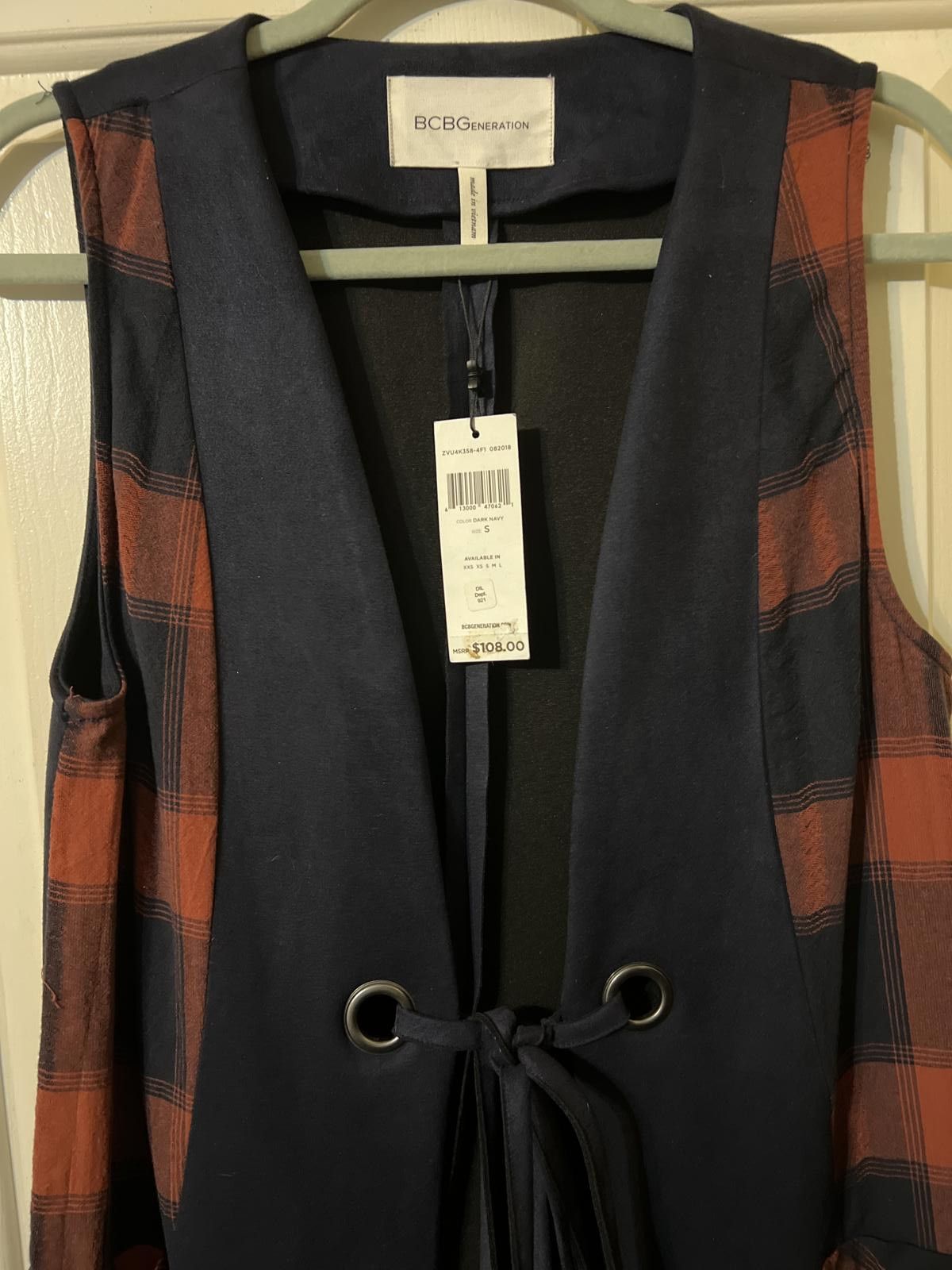 BCBGeneration BCBGeneration Long Sleeveless Vest with Plaid Accents S Size S / US 4 / IT 40 - 3 Thumbnail