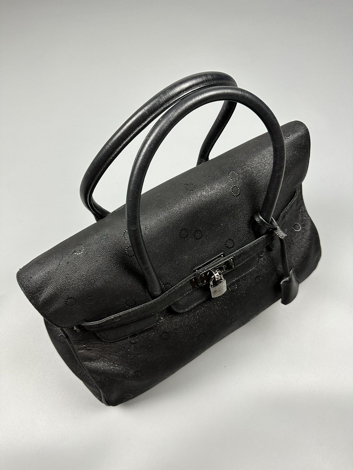 Handmade × If Six Was Nine 🔥Sick🔥Hermes Birkin Inspired Black Suede Leather Handle Bag Size ONE SIZE - 6 Thumbnail
