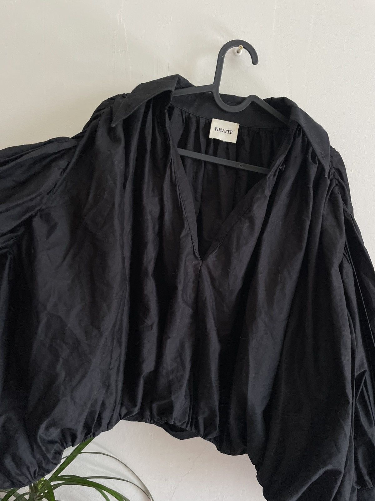 KHAITE Khaite Malone Plisse Cocoon Cotton Shirt Blouse Black XS Size XS / US 0-2 / IT 36-38 - 3 Thumbnail