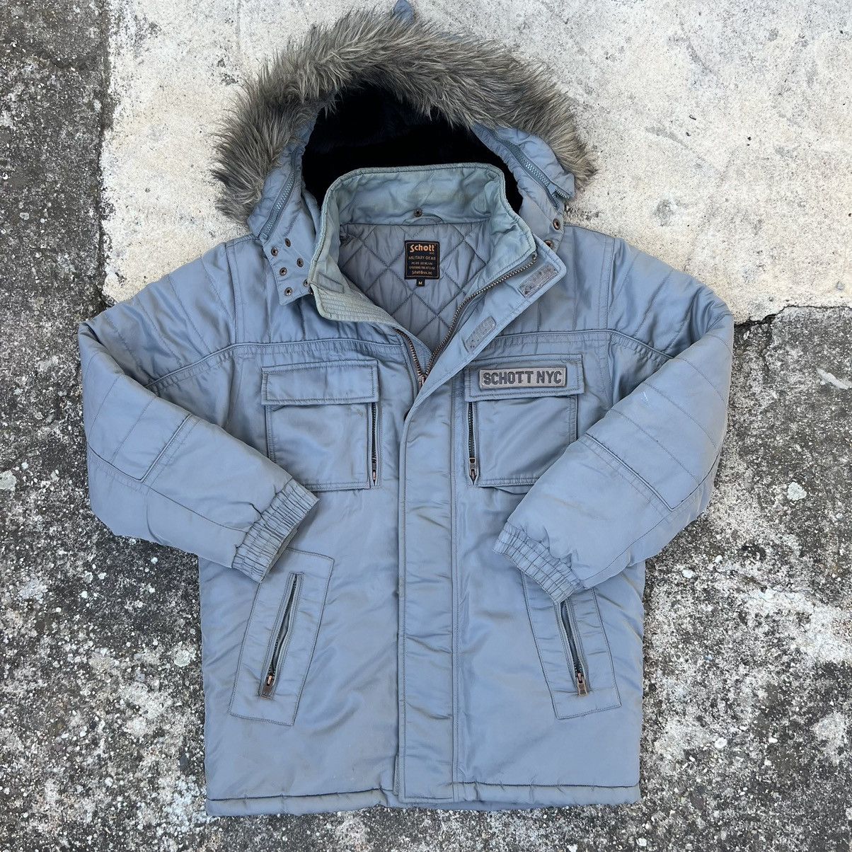 Schott NYC Parka Jacket Fur Vintage Warmed