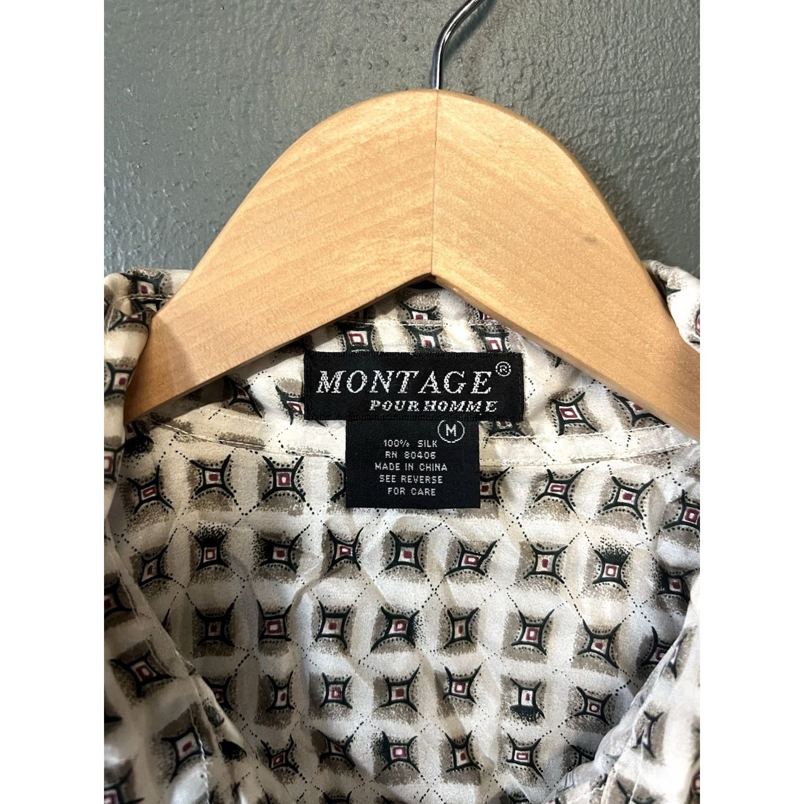 Vintage Montage Pour Homme Button-Up Short Sleeve Shirt Mens Brown M Size US 31 - 3 Thumbnail