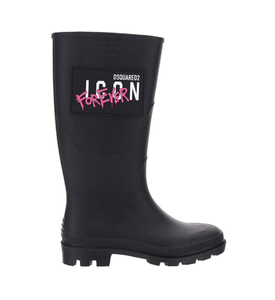 Dsquared2 DSQUARED2 Icon Tall Black Rubber Rain Boots Size 8 NEW Size US 8 / IT 38 - 1 Thumbnail