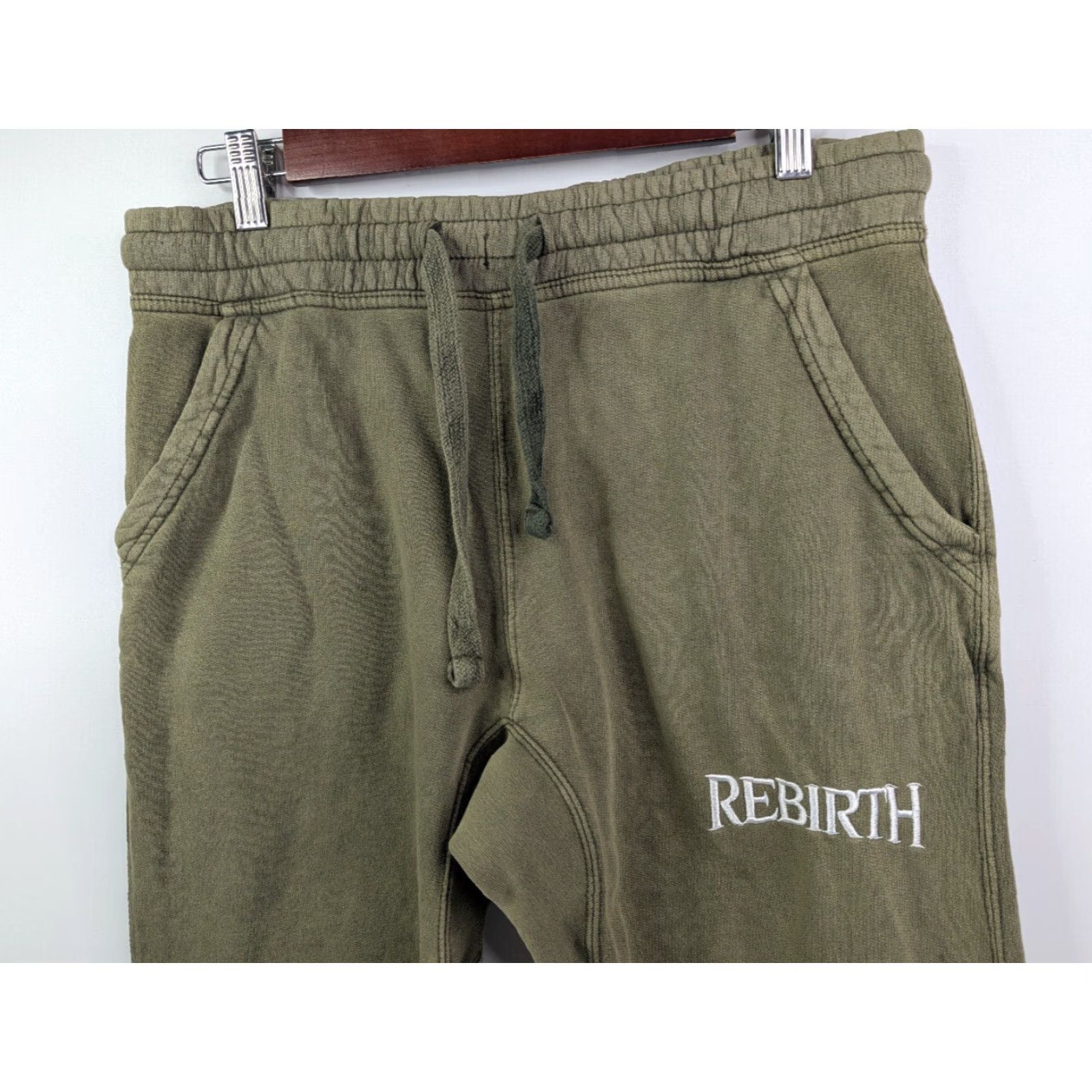 Vintage VINTAGE Rebirth Green Sweatpants Joggers Drawstring Elastic Waist Size Small 100% Cotton Women Pants S Green Sweatpants 90s Size 28" / US 6 / IT 42 - 2 Thumbnail