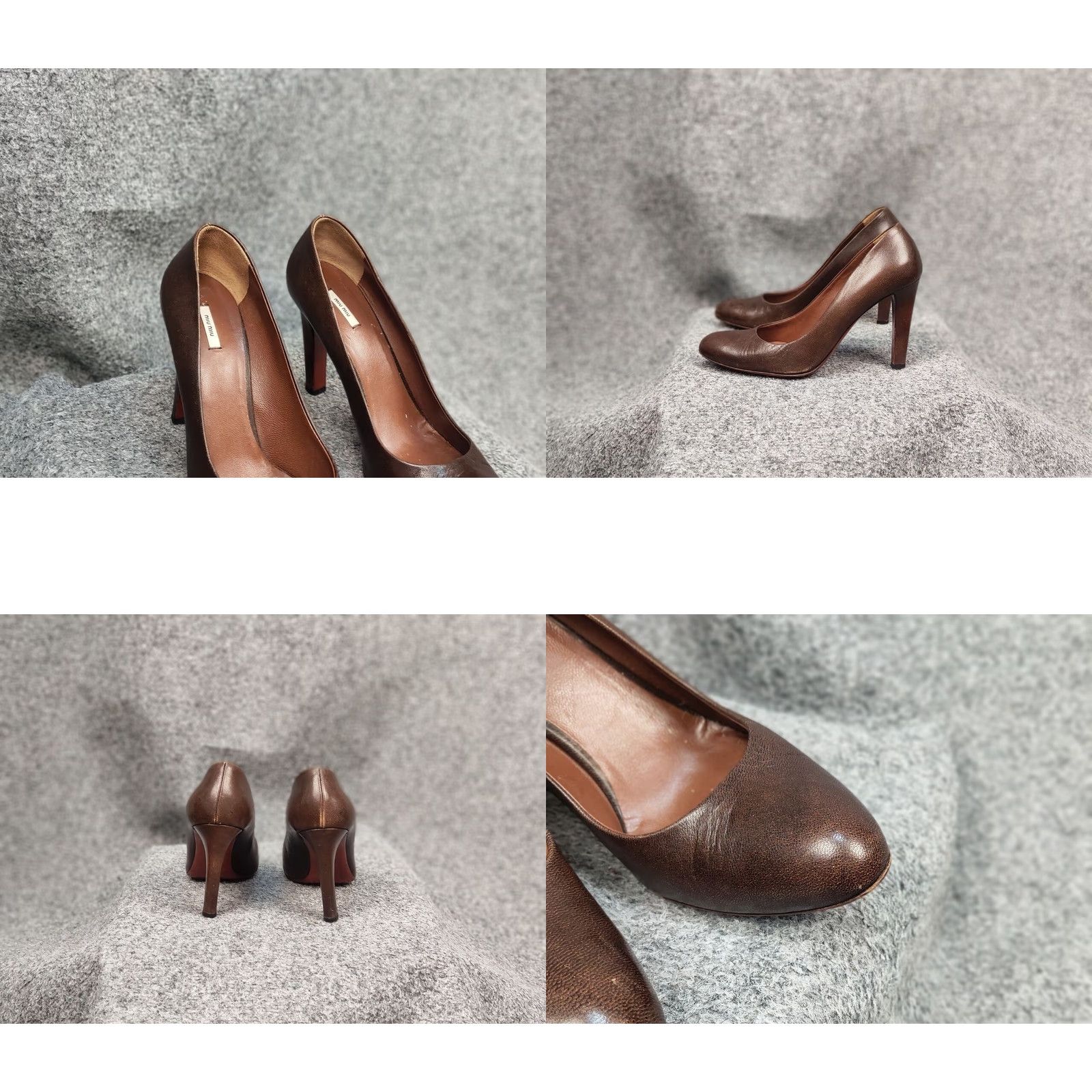 Miu Miu VINTAGE Miu Miu Design Leather Brown Retro Heels Women Size 39 1/2 Pump Stiletto Size US 9 / IT 39 - 8 Thumbnail