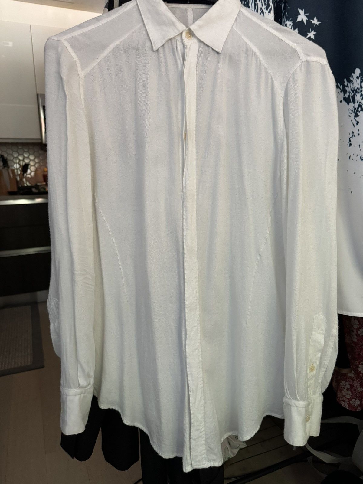 image of Julius X Isetan Hidden Placket Shirt in White, Men's (Size Small)