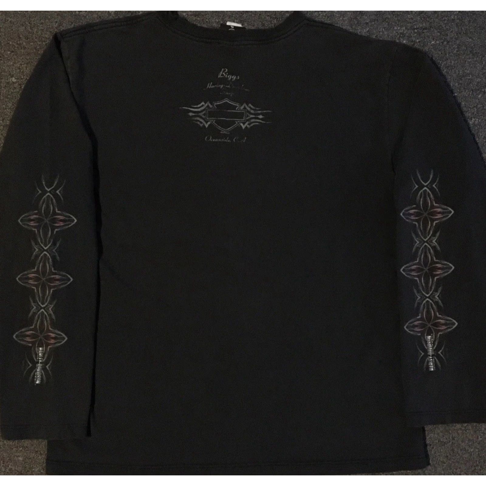 Harley Davidson Vtg Harley Davidson Faded Distress Flame Shirt XL Biker Emo Goth Fire Grunge Y2K Shirt Women XL Green Harley Davidson Shirt Size XL / US 12-14 / IT 48-50 - 2 Thumbnail