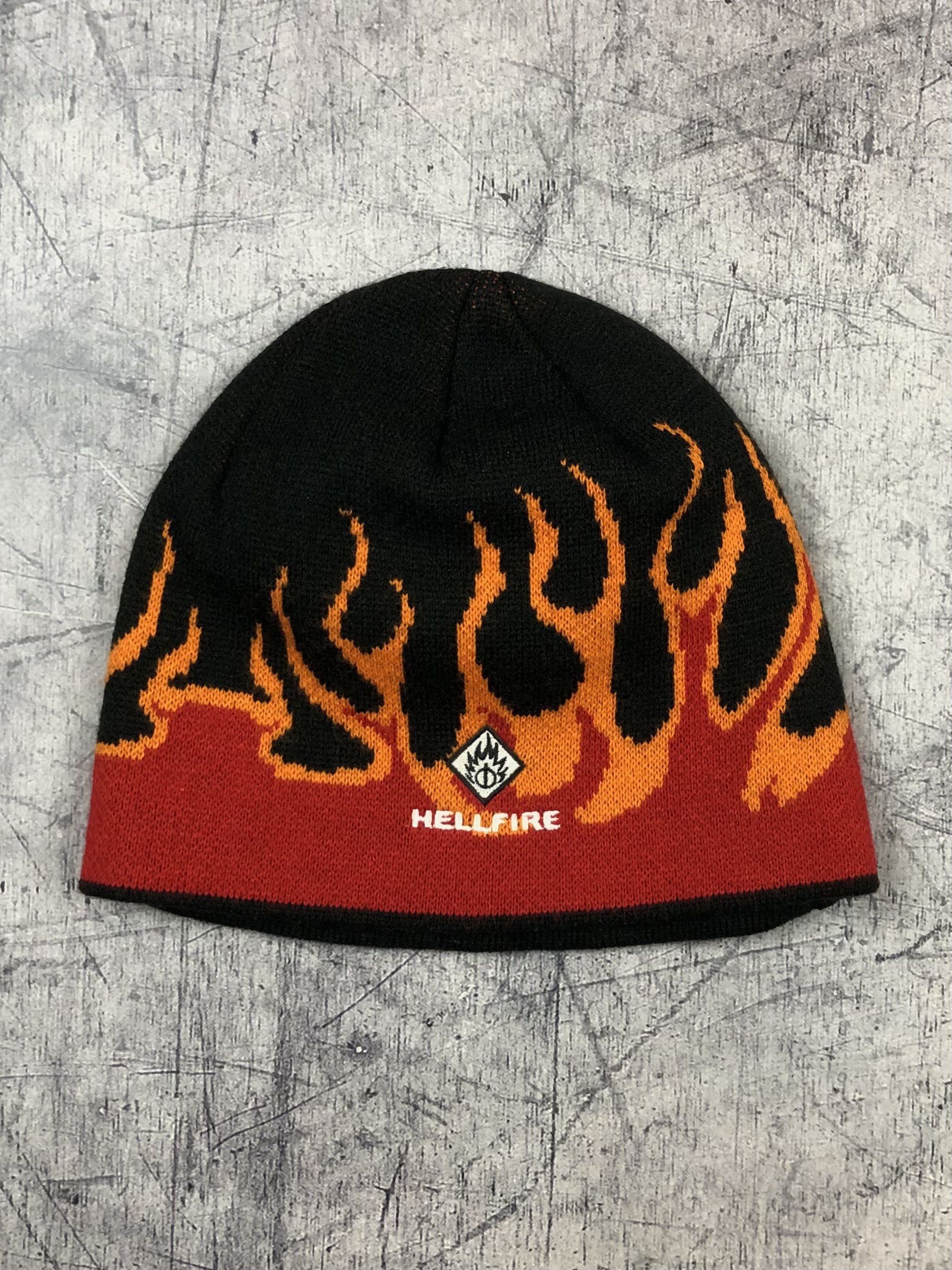 Vintage Vintage Y2K HellFire 🔥 Flame Beanie Skull Hat sk8 Size ONE SIZE - 1 Thumbnail