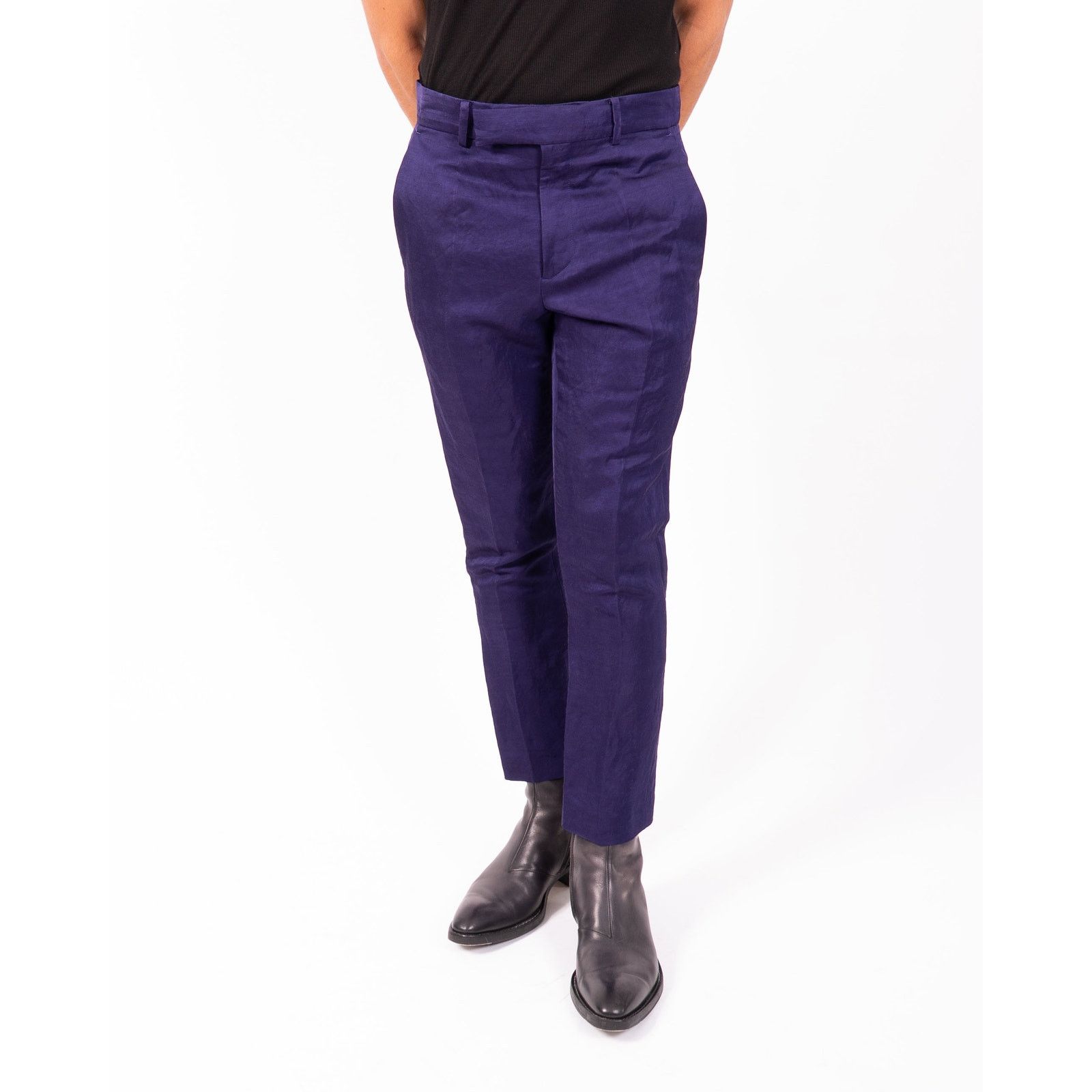 Haider Ackermann SS19 Classic Trousers in Purple Silk Size 46R - 1 Thumbnail
