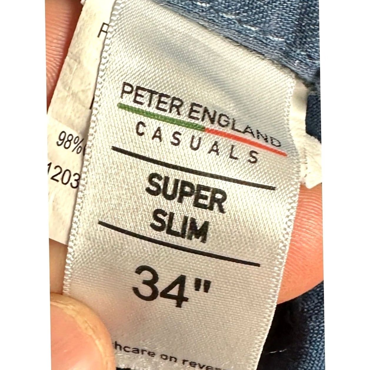 Vintage Peter England Pants Mens 34 Navy Blue Riser Super Slim Khakis Straight Business Casual Workwear Stretch Cotton Blend Modern Slim Fit Size US 34 / EU 50 - 5 Thumbnail