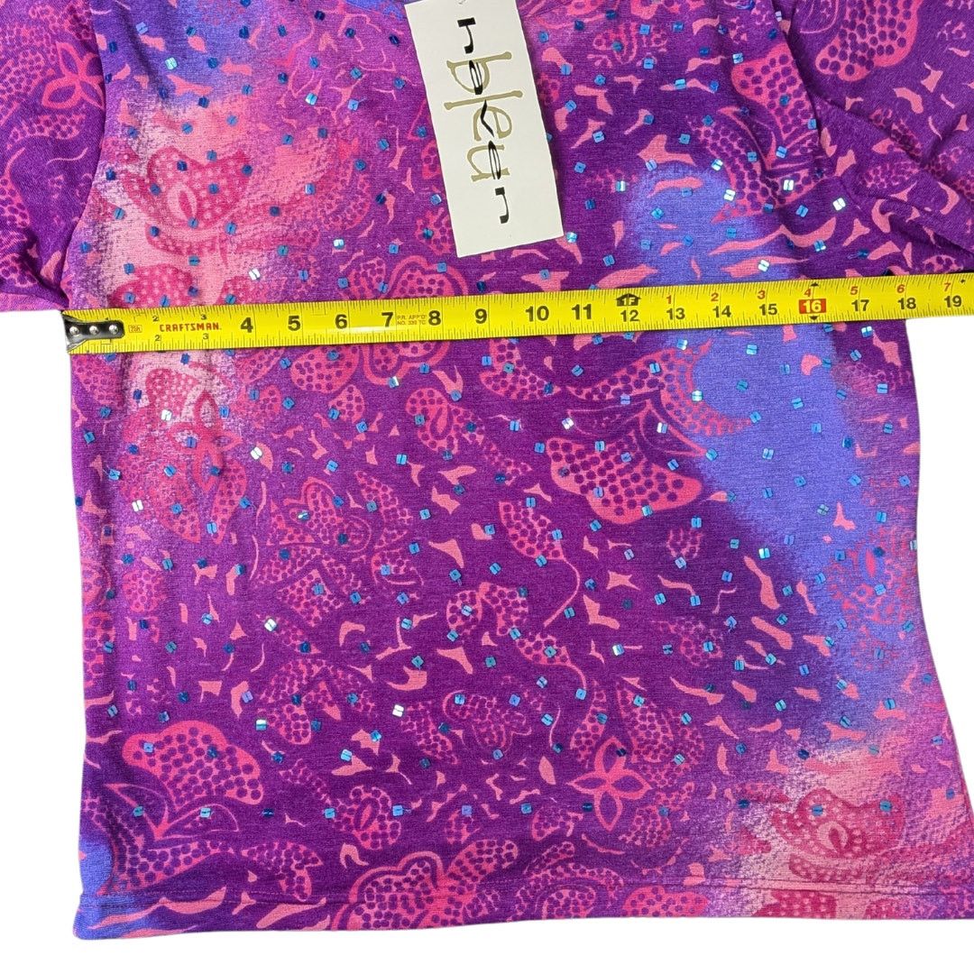Vintage New with Tags Vintage Deadstock Floral Top w Hand Beading Size XL / US 12-14 / IT 48-50 - 6 Thumbnail