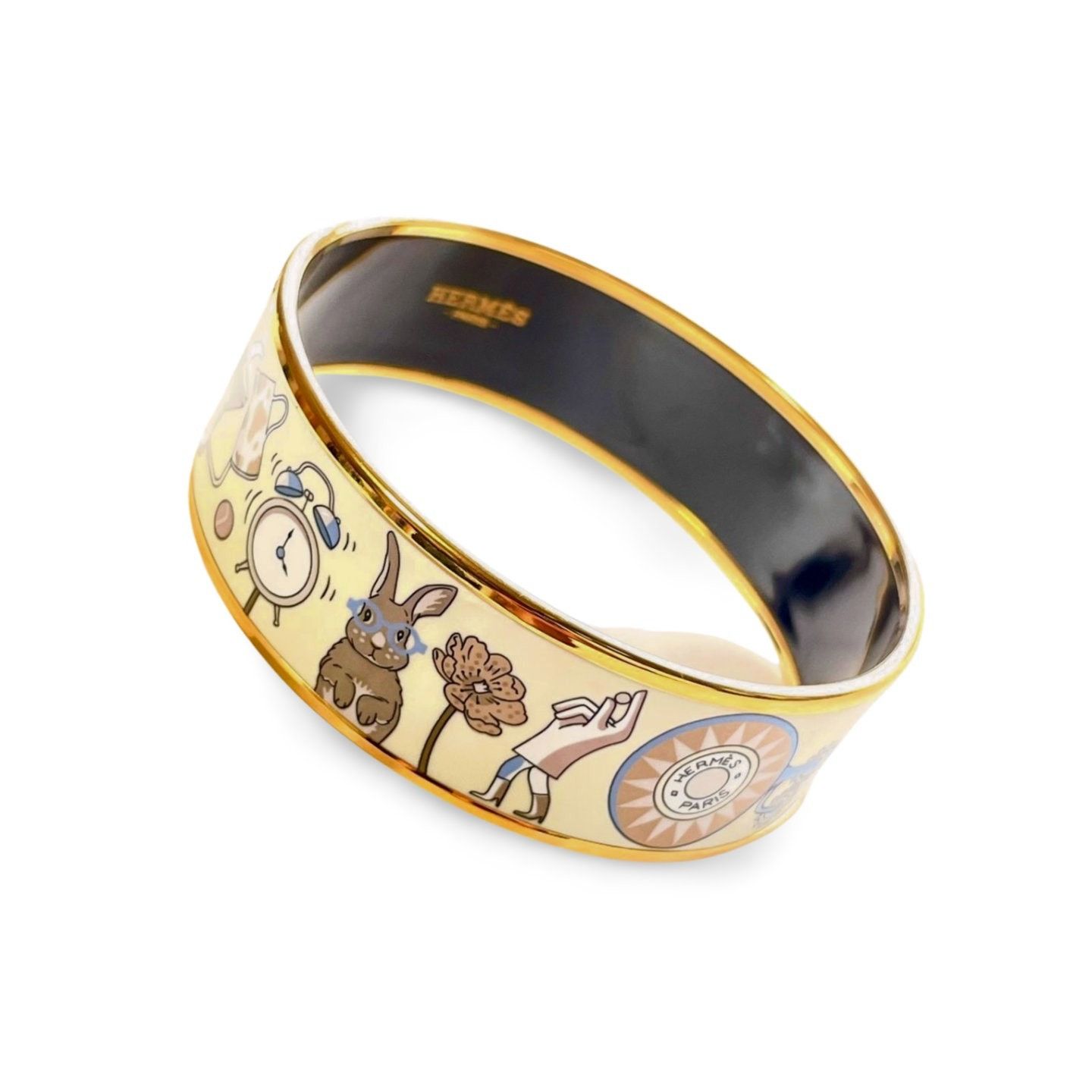 Hermes Vintage Hermes cloisonne enamel golden bangle with rabbit Size ONE SIZE - 9 Thumbnail